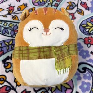 Squishmallows chipmunk Toy with Green Scarf